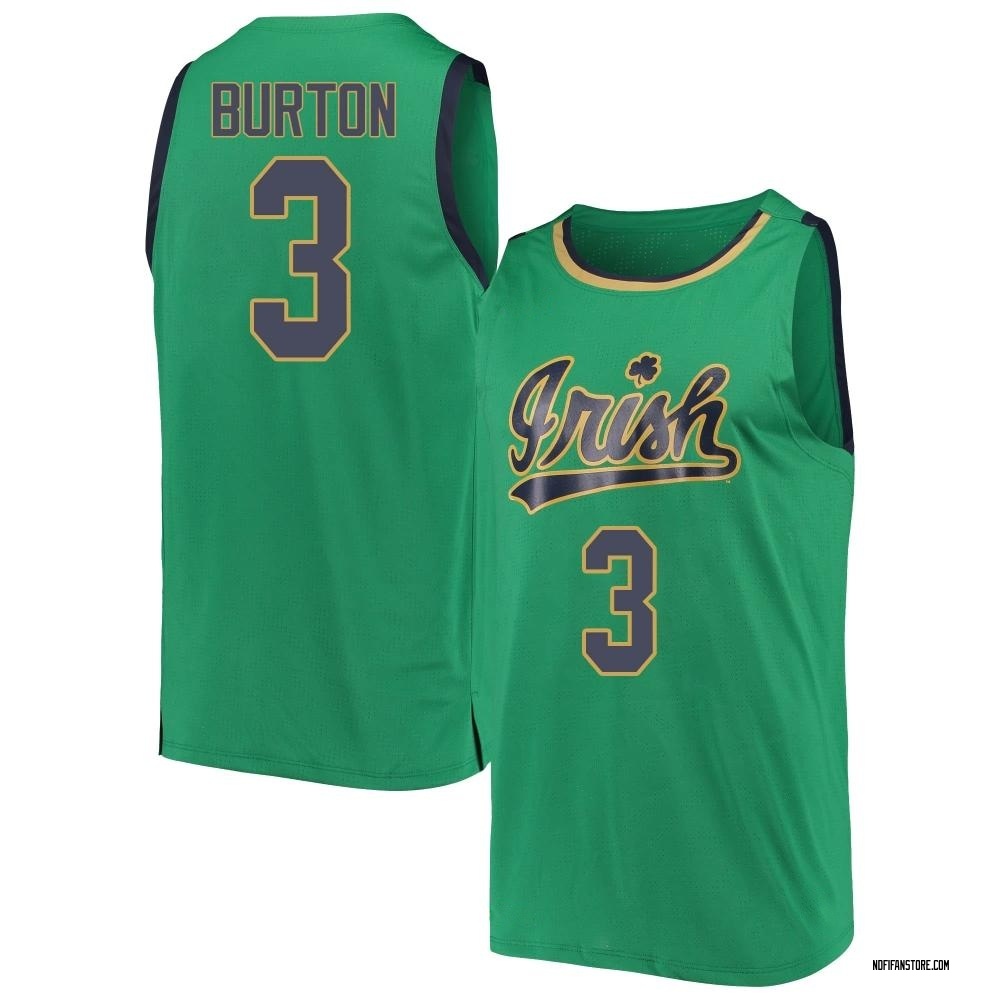 Men's Markus Burton Notre Dame Fighting Irish Replica Kelly Basketball Jerseys - Green