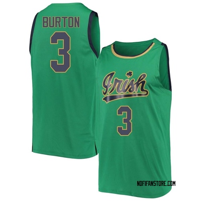 Men's Markus Burton Notre Dame Fighting Irish Replica Kelly Basketball Jerseys - Green