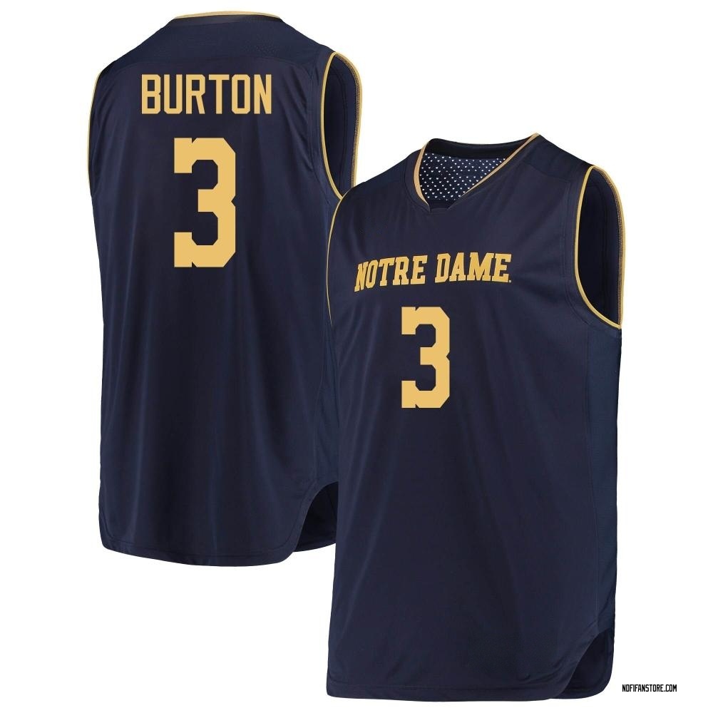 Men's Markus Burton Notre Dame Fighting Irish Replica Navy/ Basketball Jerseys - Gold