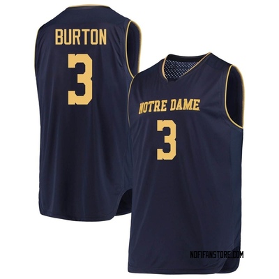 Men's Markus Burton Notre Dame Fighting Irish Replica Navy/ Basketball Jerseys - Gold