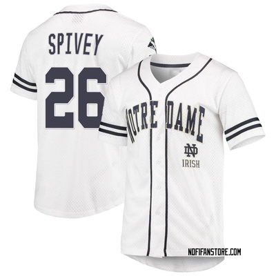 Youth Caden Spivey Notre Dame Fighting Irish Replica Colosseum /Navy Free Spirited Baseball Jersey - White