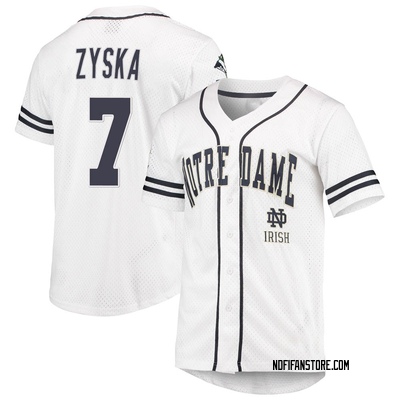 Youth Jack Zyska Notre Dame Fighting Irish Replica Colosseum /Navy Free Spirited Baseball Jersey - White