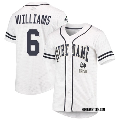 Youth TJ Williams Notre Dame Fighting Irish Replica Colosseum /Navy Free Spirited Baseball Jersey - White